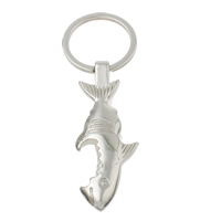 Zinc Alloy Key Chain, med jernring, Shark, platin farve forgyldt, nikkel, bly & cadmium fri, 25x67x6mm, Hole:Ca. 25mm, Længde Ca. 3.5 inch, 10Strands/Bag, Solgt af Bag