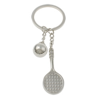 Zinc Alloy Key Chain, med jernring, Ketcher og bold, platin farve forgyldt, nikkel, bly & cadmium fri, 19x46x4mm, 14x16mm, Hole:Ca. 29mm, Længde Ca. 4 inch, 10Strands/Bag, Solgt af Bag