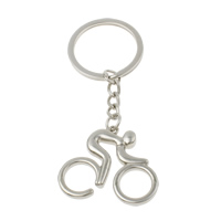 Cink Alloy Key Chain, s željezni kolut, biciklista, platine boja pozlaćen, nikal, olovo i kadmij besplatno, 41x35x5mm, Rupa:Približno 29mm, Dužina Približno 3.5 inčni, 10pramenovi/Torba, Prodano By Torba