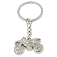 Cink Alloy Key Chain, s željezni kolut, Motorcikl, platine boja pozlaćen, nikal, olovo i kadmij besplatno, 35x27x10mm, Rupa:Približno 29mm, Dužina Približno 3 inčni, 10pramenovi/Torba, Prodano By Torba