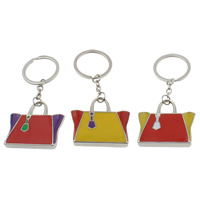 Cink Alloy Key Chain, s željezni kolut, Taška, platine boja pozlaćen, emajl, više boja za izbor, nikal, olovo i kadmij besplatno, 50x47x7mm, Rupa:Približno 29mm, Dužina Približno 4 inčni, 10pramenovi/Torba, Prodano By Torba