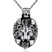 Pendentifs en titane, Acier titane, lion, noircir, couleur originale, 28.2x46mm, Trou:Environ 2-5mm, 3PC/sac, Vendu par sac