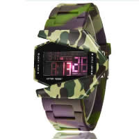 Reloj de Pulsera Unisex, silicona, con dial de plástico, acero inoxidable hebilla, unisexo & LED & impermeable & luminoso, 49.77mm, 22.51mm, longitud aproximado 10 Inch, 20PCs/Grupo, Vendido por Grupo