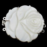 Brass Box Clasp with White Shell Flower platinum plated  nickel lead & cadmium free Approx 1-2mm Sold By PC