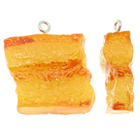 Pendentif en résine, avec fer, forme alimentaire, couleur solide, Jaune, 32x34x11mm, Trou:Environ 2mm, 100PC/sac, Vendu par sac