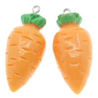 Pendentif en résine, avec fer, Jus de carotte, couleur solide, orange rougeâtre, 17x39mm, Trou:Environ 2mm, 100PC/sac, Vendu par sac