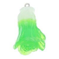 Pendentif en résine, avec fer, Chou, translucide, vert, 23x35x19mm, Trou:Environ 2mm, 100PC/sac, Vendu par sac