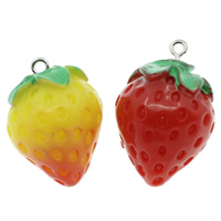 Resina-Pendant, resina, with ferro, Fragola, colore solido, nessuno, 21x31mm, Foro:Appross. 2mm, 100PC/borsa, Venduto da borsa