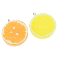 Resin Pendant with Iron Lemon solid color Approx 2mm Sold By Bag