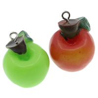 Resin Pendant with Iron Apple solid color Approx 2mm Sold By Bag