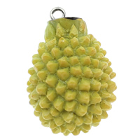 Pendentif en résine, avec fer, durian, couleur solide, Jaune, 20x36mm, Trou:Environ 2mm, 100PC/sac, Vendu par sac