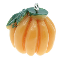 Resin Pendant with Iron Pumpkin solid color yellow Approx 2mm Sold By Bag