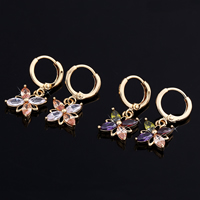 Gets® Jewelry Earring Brass Flower 18K gold plated with cubic zirconia & faceted nickel lead & cadmium free Sold By Pair