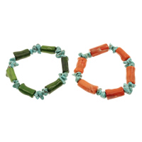 Natuurlijke Coral Armband, met turkoois, meer kleuren voor de keuze, 9-12mm, Per verkocht Ca 7.5 inch Strand