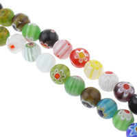 Millefiori Üveggyöngy, Millefiori Glass, Kerek, kézi, különböző méretű a választás, kevert színek, Lyuk:Kb 1mm, Hossz Kb 14 inch, 10Strands/Bag, Által értékesített Bag