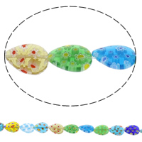 Perles en verre Millefiori, larme, fait à la main, normes différentes pour le choix, couleurs mélangées, Trou:Environ 1mm, Longueur Environ 13.5 pouce, Vendu par sac