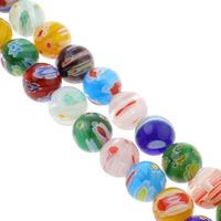 Millefiori Üveggyöngy, Millefiori Glass, Kerek, kézi, különböző méretű a választás, kevert színek, Lyuk:Kb 1mm, Naponta eladott Kb 14 inch Strand