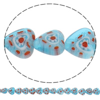 Millefiori Lampwork Beads Millefiori Glass Heart handmade light blue Approx 1mm Length Approx 15 Inch Sold By Lot