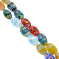 Millefiori Üveggyöngy, Millefiori Glass, Ovális, kézi, különböző méretű a választás, kevert színek, Lyuk:Kb 1mm, Hossz Kb 14.5 inch, Által értékesített Bag