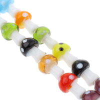 Handgemaakte Lampwork Beads, paddestoel, verschillende grootte voor keus, gemengde kleuren, Gat:Ca 1mm, Lengte Ca 12.5 inch, Verkocht door Bag