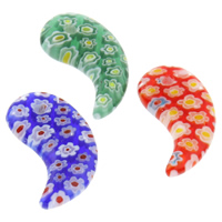 Millefiori üveg medál ékszerek, Millefiori Glass, Kürt, kézi, kevert színek, 14x23x4mm, Lyuk:Kb 1mm, 10PC-k/Bag, Által értékesített Bag