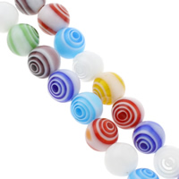 Millefiori Üveggyöngy, Millefiori Glass, Kerek, kézi, különböző méretű a választás, kevert színek, Lyuk:Kb 1mm, Hossz Kb 14.5 inch, 10Strands/Bag, Által értékesített Bag