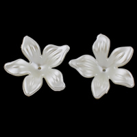 ABS plast Bead Cap, Flower, imiteret perle, hvid, 28x8mm, Hole:Ca. 1mm, 20pc'er/Bag, Solgt af Bag