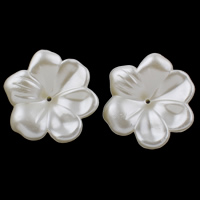 ABS Plaisteacha Bead Cap, Flower, Pearl bréige, bán, 29x9mm, Poll:Thart 1mm, 20ríomhairí pearsanta/Mála, Díolta De réir Mála