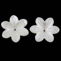 ABS Plaisteacha Bead Cap, Flower, Pearl bréige, bán, 26x6mm, Poll:Thart 1mm, 30ríomhairí pearsanta/Mála, Díolta De réir Mála