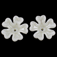 ABS Plaisteacha Bead Cap, Flower, Pearl bréige, bán, 17x6mm, Poll:Thart 1mm, 50ríomhairí pearsanta/Mála, Díolta De réir Mála