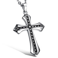 Titanium Steel Pendants Cross blacken Approx 2-5mm Sold By Bag