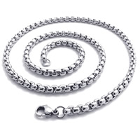 Stainless Steel Chain halskæde, forskellige længde for valg & Rolo kæde, oprindelige farve, nikkel, bly & cadmium fri, 3mm, 30/