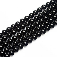 Natural Black Agaat kralen, Zwarte Agaat, Ronde, verschillende grootte voor keus, Gat:Ca 1-1.2mm, Per verkocht Ca 16 inch Strand