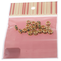 Messing Spacer Kralen, Rondelle, gold plated, met strass, multi-gekleurde, nikkel, lood en cadmium vrij, 10x6mm, 100x170mm, Gat:Ca 4mm, 20pC's/Bag, Verkocht door Bag