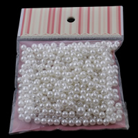 ABS plastic kralen, Ronde, imitatie parel, wit, 6x6mm, 100x170mm, Gat:Ca 1mm, Ca 350pC's/Bag, Verkocht door Bag