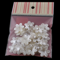 ABS Plaisteacha Bead Cap, Flower, Pearl bréige, bán, 26x6mm, 100x170mm, Poll:Thart 1mm, 30ríomhairí pearsanta/Mála, Díolta De réir Mála