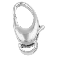 Rustfrit stål Lobster klo lås, Stainless Steel, forskellig størrelse for valg, oprindelige farve, 100pc'er/Bag, Solgt af Bag