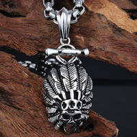 Pendentifs en titane, Acier titane, crane, noircir, 32.5x22.2mm, Trou:Environ 3-8mm, 3PC/sac, Vendu par sac