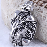 Pendentifs en titane, Acier titane, lion, noircir, 45x27mm, Trou:Environ 3-8mm, 3PC/sac, Vendu par sac