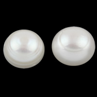 Half Vrtané kultivované sladkovodní perle, Sladkovodní Pearl, Kolo, přírodní, half-vrtané, bílý, Grade AA, 13-14mm, Otvor:Cca 0.8mm, 10páry/Bag, Prodáno By Bag