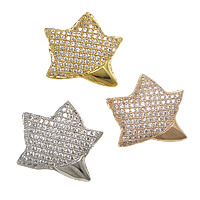 Kubik Zirkonium mikro bana Mässing Pärlor, Star, plated, micro bana cubic zirconia & ihålig, fler färger för val, nickel, bly och kadmium gratis, 21x18x4.50mm, Hål:Ca 1mm, 10PC/Lot, Säljs av Lot