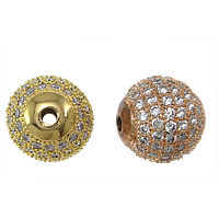 Cubic Zirconia Micro Pave Brass Beads Round plated micro pave cubic zirconia nickel lead & cadmium free 12mm Approx 2mm Sold By Lot