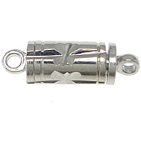 Messing Schroef sluiting, Kolom, platinum plated, bloem gesneden & enkelstrengs, nikkel, lood en cadmium vrij, 16x5mm, Gat:Ca 1mm, 50pC's/Lot, Verkocht door Lot