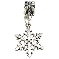 European stile Zinc Alloy pendenti, lega in zinco, Fiocco di Neve, placcato argento antico, senza filo, assenza di nichel,piombo&cadmio, 31mm, 14x19x1.5mm, 6x11mm, Foro:Appross. 5mm, 50PC/lotto, Venduto da lotto