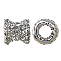 Zirkonia Micro Pave Messing Europa Bead, Hantel, platiniert, Micro pave Zirkonia & ohne troll, frei von Nickel, Blei & Kadmium, 8.50x9mm, Bohrung:ca. 5mm, 10PCs/Menge, verkauft von Menge