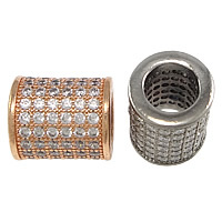 Kubni cirkonij Micro Pave Brass perle, Mesing, Kolona, pozlaćen, micro utrti kubni cirkonij, više boja za izbor, nikal, olovo i kadmij besplatno, 12x10mm, Rupa:Približno 6mm, 10računala/Lot, Prodano By Lot