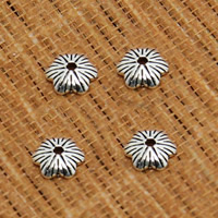 Thailand Sterling Sølv Bead Cap, Flower, 6mm, Hole:Ca. 0.6mm, 300pc'er/Lot, Solgt af Lot