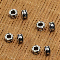 Tajland Sterling Silver Spacer Perla, Drum, 5x3.20mm, Rupa:Približno 3mm, 100računala/Lot, Prodano By Lot