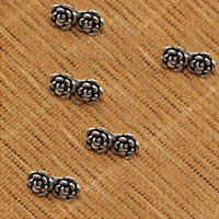 Thailand Sterling Sølv Spacer Bar, Flower, 2-streng, 11x5mm, Hole:Ca. 1mm, 50pc'er/Lot, Solgt af Lot