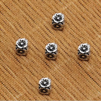 Thailand Sterling Silver Spacer Bead, Blomma, fyrsidig, 4.50x5.50mm, Hål:Ca 2mm, 50PC/Lot, Säljs av Lot